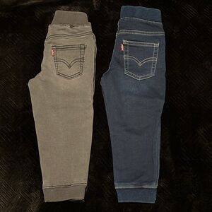 Levi’s Toddler Knit Jogger, boys size 3T. 2 Pairs, gray denim & dark blue denim.